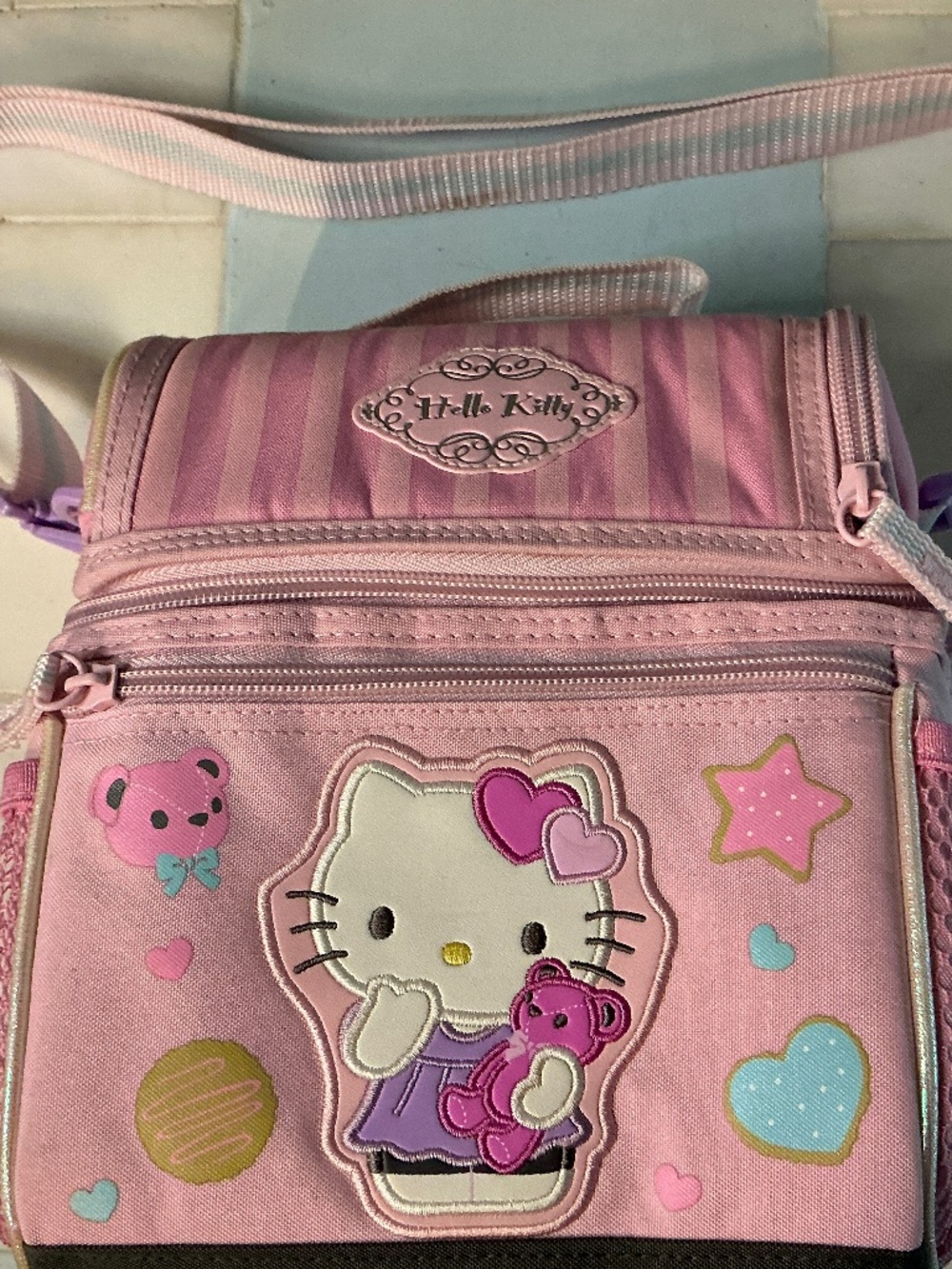 Vintage Sanrio Hello Kitty Insulated Lunch Bag Pink Shoulder Lunch Tote Kawaii
